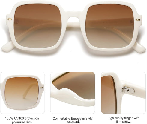 SOJOS Retro Square Polarized Sunglasses for Women Men Classic Trendy Sunnies SJ2226...