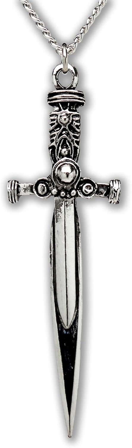 Sword with Engraved Handle Medieval Rennaissance Pendant Necklace...