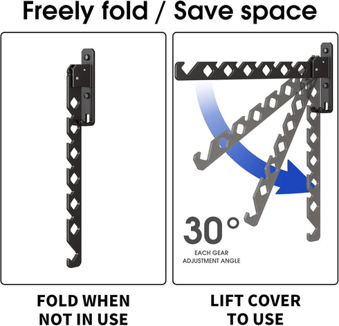 Wall Mounted Clothes Drying Rack, Wall Clothes Hanger Foldable, Laundry Hanger Hook for Bathroom, Wall Clothes Rack Indoor, Perfect for Small Spac...