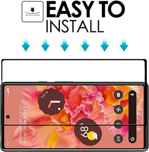 VIESUP [2PACK Full Coverage Anti-scratch Easy Installation Black Silk Screen Tempered Glass Protective Film for Google Pixel 6 GB7N6 (6.4”) 2021...