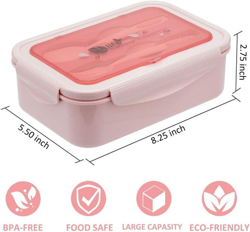 LOVINA Bento Boxes for Adults - 1100 ML Bento Lunch Box For Kids Childrens With Spoon & Fork - Durable for On-the-Go Meal, BPA-Free and Food-Safe ...