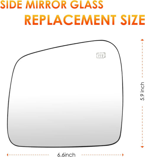 Left Driver Side Mirror Glass Replacement Compatible with 2011 2012 2013 2014 2015 2016 2017 2018 Jeep Grand Cherokee Rear View Side Heated Mirror...
