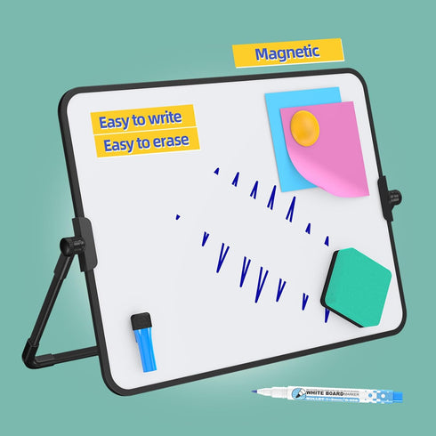 Dry Erase Magnetic White Board, 6" x 10" Double-Sided Desktop Whiteboard with Stand, Portable Small Whiteboard,6 Markers, 6 Magnets and 1 Eraser- ...