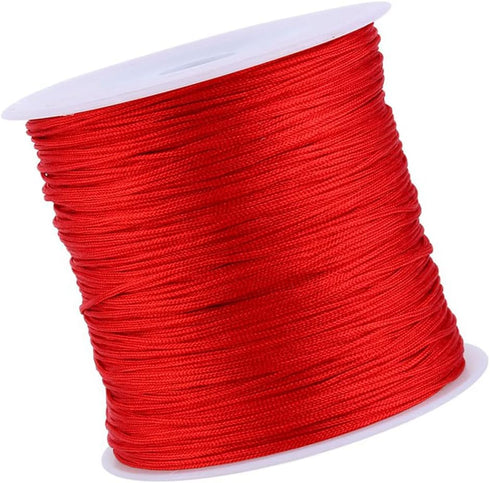 100M x 0.8mm Nylon Chinese Knot Cord Rattail Macrame Shamballa Thread String Beading Thread Chinese Knot Braided (Red)...