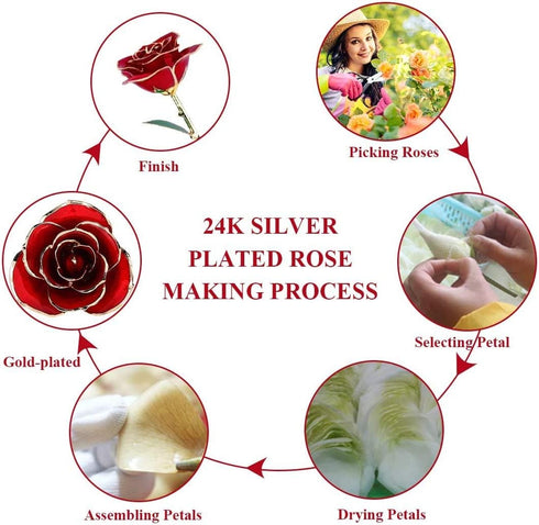 24K Red Rose Christmas Her, Eternal Love Real Gold Plated Rose Flower, Romantic Wife, Mom, Grandma, Anniversary Present, Birthday, Wedding ( Red)...