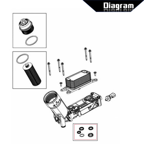 5pcs Engine Oil Cooler O-Ring Kit Fit for Fit for Dodge Ram Jeep Chrysler 3.6L 68191356AA Black...