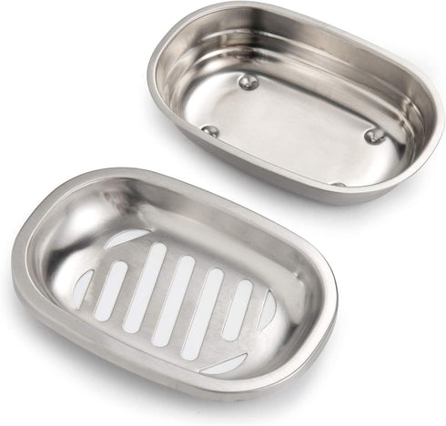IMEEA Silver Soap Dish SUS304 Stainless Steel Brushed Soap Dish with Drain Bathroom Soap Holder...