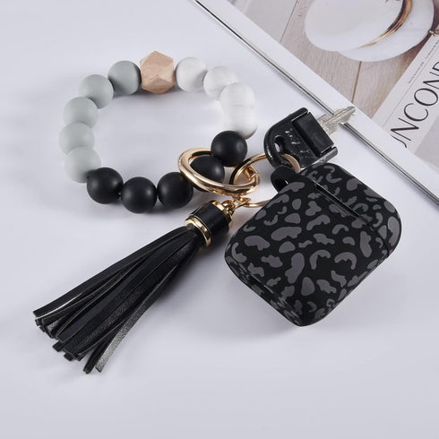 Filoto Compatible with Airpod 2nd Generation Case,Cute1&2 Case Cover for Women, Silicone Protective Case with Bracelet Keychain(Leopard Black)...