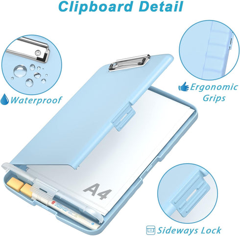 Rimilak Plastic Clipboard with Storage, High Capacity Nursing Clipboards with Pen Holder, Slim Clipboard Storage Box with Heavy Duty Clips, Clipbo...