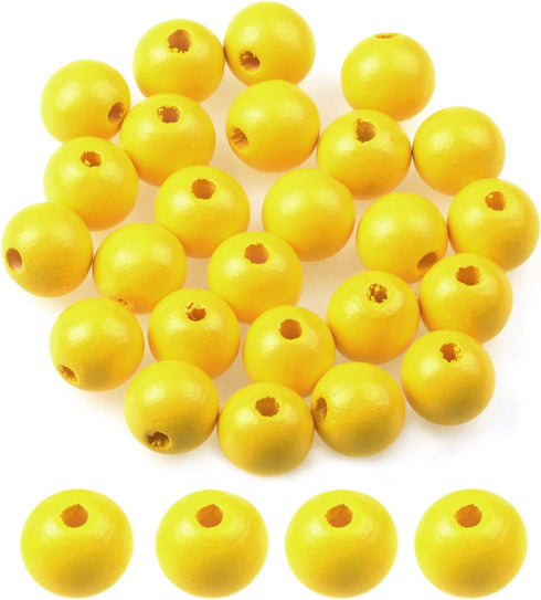 AD Beads Large Hole Wood Spacer Wooden Jewelry Making Bracelet Necklace Chandelier, Large Wooden Rosary Beads Craft Beads (16mm 100pcs, Yellow)...
