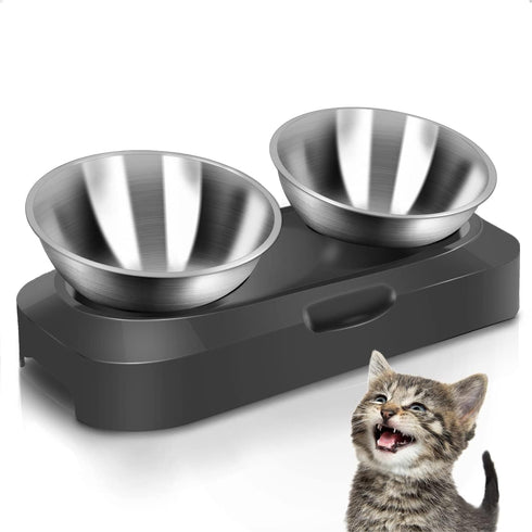 Stainless Steel Cat Food Bowl, 15-Angle, Ergonomic Design Reduces Vomiting...