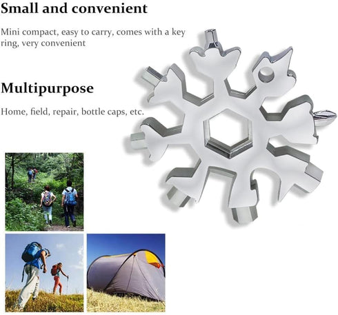 18-in-1 Snowflake Multi Tool Portable Stainless Steel Snowflake Bottle Opener/Flat Phillips Screwdriver Kit/Wrench Tools for Outdoor Camping Tool ...