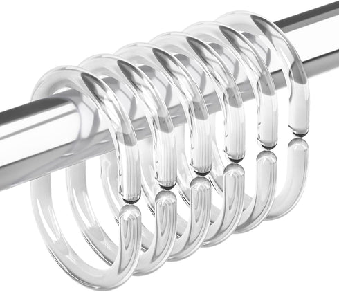 Amazer Plastic Shower Curtain Rings, Shower Curtain Hooks, 24 Pcs C Shaped Shower Hooks for Shower Curtain, Clear Shower Curtain Hooks for Bathroo...