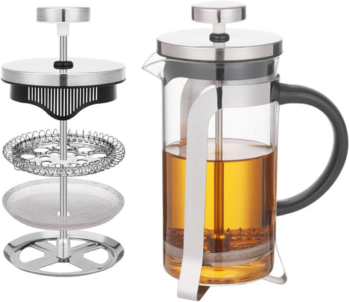 French Press Coffee Maker Carafe Coffee Presser Heat Resistant Glass with 3 Level Filtration System Stainless Steel Brews Coffee and Tea Press 12 ...