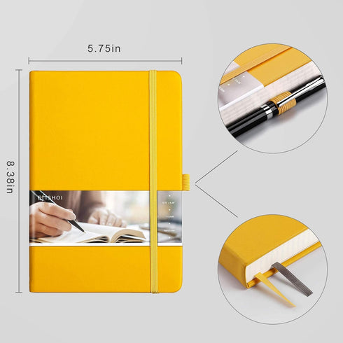 EMSHOI Graph Paper Notebook - 256 Pages A5 Graph Notebook/Journal, Square Grid Notebooks for Work, 120gsm Thick Paper, Executive Hardcover Leather...
