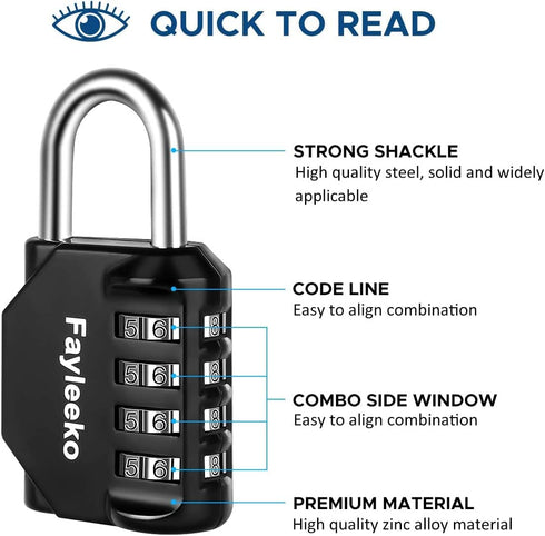 Combination Lock, 4 Digit Combination Padlock for School Gym Sports Locker, Fence, Toolbox, Case, Hasp Cabinet Storage (1 Pack, Black)...