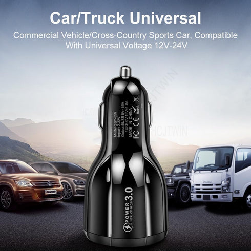 Car Charger Adapter, 5 Port QC3.0 Fast Charging Car Cigarette Lighter USB Charger, Compatible with iPhone, Android, Samsung, iPad Pro, and More (B...