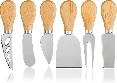 Cheese Knives Set - Cheese Knife, Cheese Spreader, Cheese Fork, Cheese Slicer, Cheese Cutter, Butter Knife – 6PCS Mini Stainless Steel Cheese Kniv...