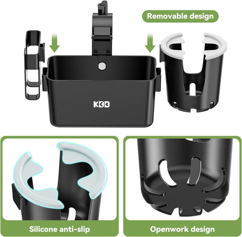 KDD Stroller Cup Holder with Snack Tray, 3-in-1 Universal Stroller Tray with Phone Holder, Removable Drink Holder, 360 Rotation Tray Attachment fo...