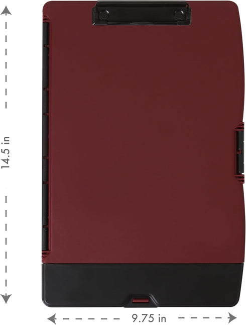 Dexas Folio Clipcase Professional Storage Clipboard with Pen storage compartment, 9.75 x 14.75, A4, Merlot. Ideal for Teachers, Nurses, Coaches, S...