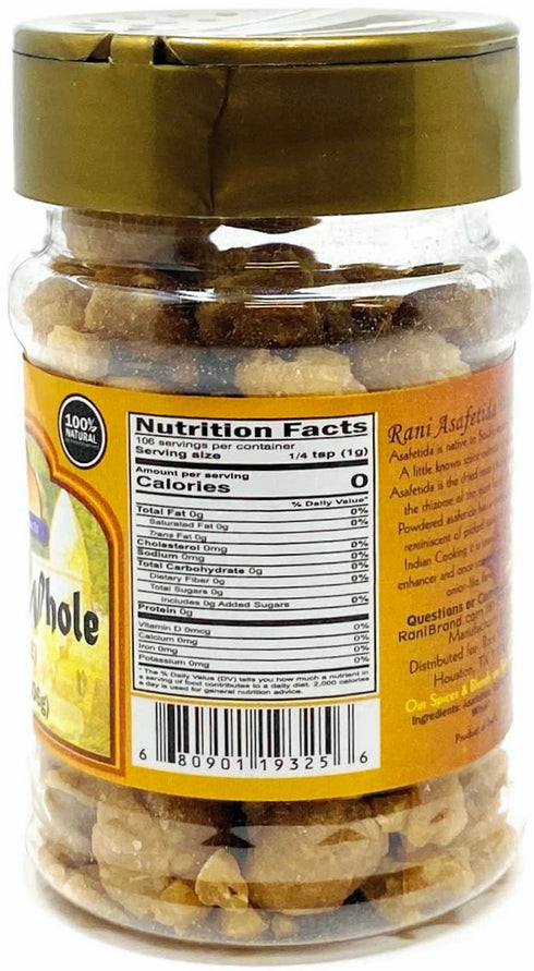 Rani Asafetida (Hing) Whole 3.75oz (106g) PET Jar ~ All Natural | Salt Free | Vegan | Non-GMO | Asafoetida Indian Spice | Best for Onion Garlic Su...