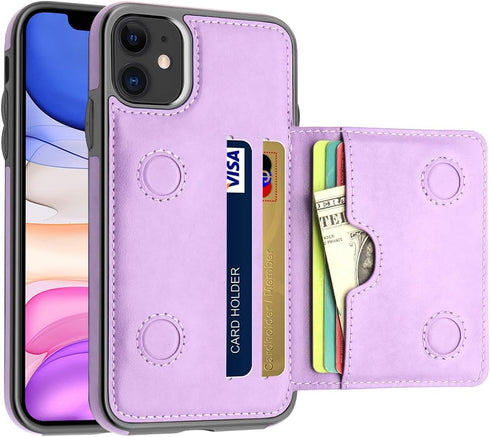LakiBeibi Case for iPhone 11 with Card Holders, Dual Layer Lightweight Slim Leather Wallet Case Flip Folio Magnetic Lock Protective Case for Apple...
