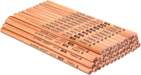 Marco Natural Wood Grain Graphite Drawing HB Pencil, Wood-Cased Sketching Pencils, Pack of 50...