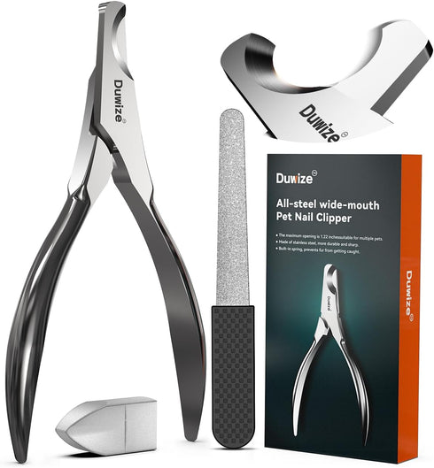 Dog Nail Clippers - All Steel Material, 1.22-Inch Large Opening, Built-in Spring, No Fur Pinch, for Medium to Large Dogs and Cats, Professional Pe...