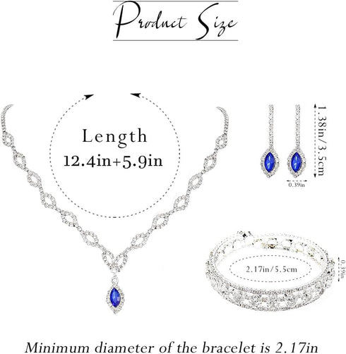 Rhinestone Jewelry Set Bridal Jewelry Sets Silver Prom Jewelry Sets Sparkly Wedding Necklace Jewelry Accessories for Women...