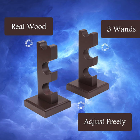 ChampWe Wizard Wand Display Stand Wooden Magic Wands Holder 3 Tiered for Collection Brown...