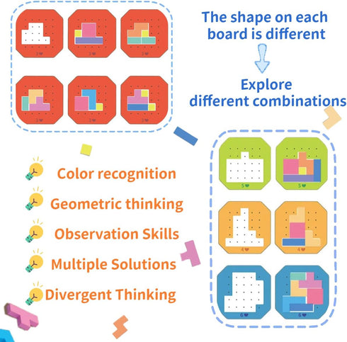 TMATCHOJOY Rainbow Russian Blocks Puzzle, Brain Teaser Toy, 3D Puzzle toys Game for Kids, Tangram Jigsaw Pattern Block puzzle toy, Preschool Games...