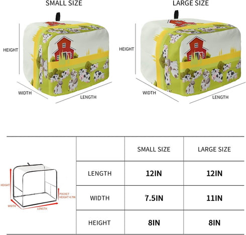 Toaster Dust Cover with Pockets, Farmhouse Cute Cow Soft Washable 2 Slice Toaster Cover, Dust-proof Cover for Small Appliance Cover and Fingerprin...