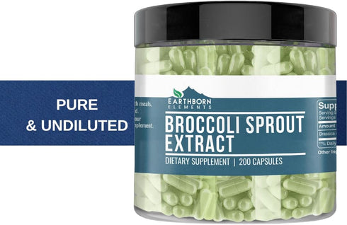 Earthborn Elements Broccoli Extract 200 Capsules, Pure & Undiluted, No Additives...