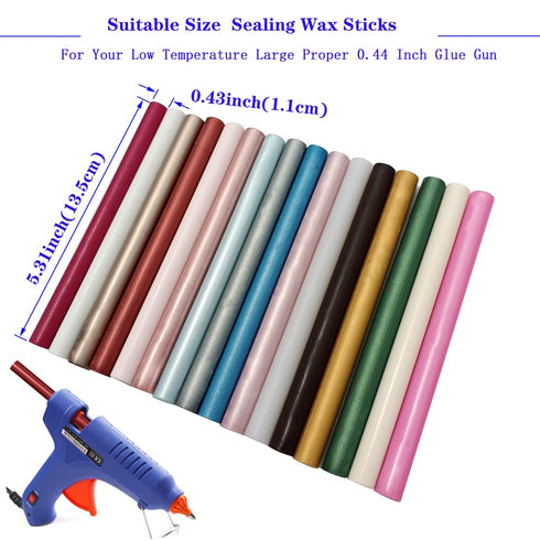 Wax Seal Sticks, ANBOSE 16 Pieces Glue Gun Sealing Wax Sticks for Wax Seal Stamp, Champagne Gold Wax Seal Stick for 0.44 Inch Glue Gun, for Weddin...