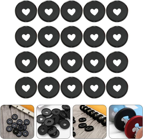Operitacx Binder Ring 25pcs Loose Leaf Binder Discs Discbound Expansion Discs Heart Binder Rings for for Extra Pages Notes Artwork Notebooks and P...