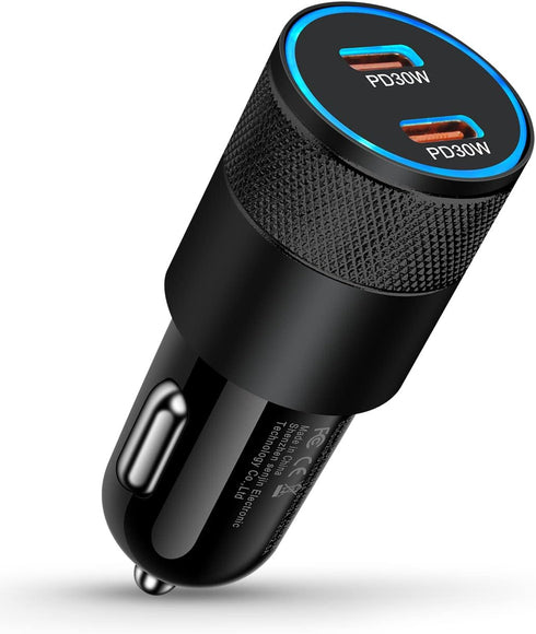 USB C Car Charger, 60W Cigarette Lighter Flush Adapter, Type C Fast Charging Car Plug Block for iPhone 15 14 13 Pro Max, Galaxy S24 S23 Ultra, Pix...