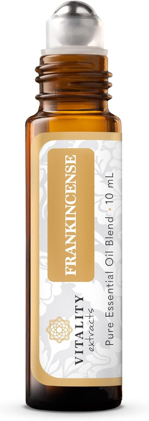 Vitality Extracts Frankincense Essential Oil - 10ml Roll-on, Boswellia Serrata, Aromatherapy, Skin Care, Natural Calm, Stress Relief, Yoga...
