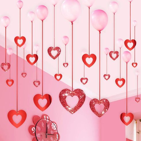 Valentine's Day Glitter Heart Swirl Hanging Decoration - Bridal Shower, Engagement, Anniversary,Wedding Party Decorations...