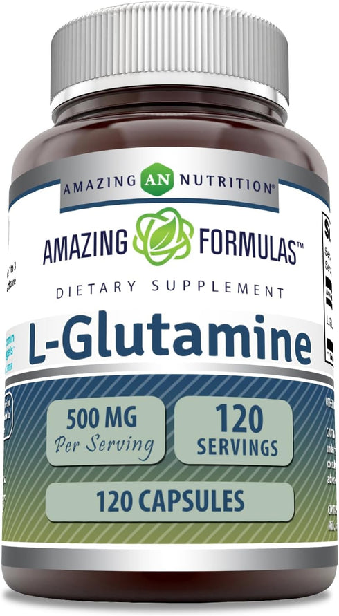 Amazing Formulas L-Glutamine 500mg 120 Capsules Supplement | Non-GMO | Gluten Free | Made in USA...