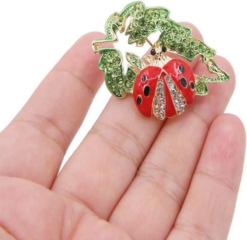 Set of 9 Lovely Little Ladybug Brooch Women’s Crystal Rhinestone Brooch Pins Party Gift Jewelry Accessories...