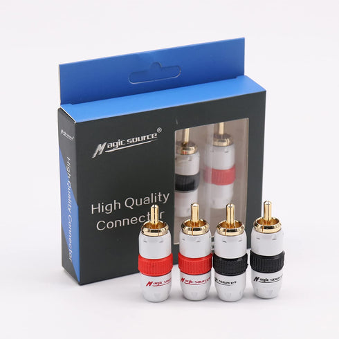 magic source 4 PCS High Fidelity RCA Male Plug Adapter Speaker Plugs,Cable Connector Adapter Audio Pure Copper Gold Plated with Rubber Sleeve...