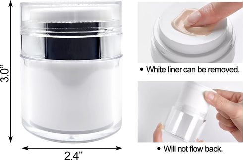 1.7oz Airless Pump Jar Refillable Moisturizer Pump Dispenser Cream Jar Vacuum Bottle Travel Moisturizer Container for Thick Moisturizer, Skincare ...