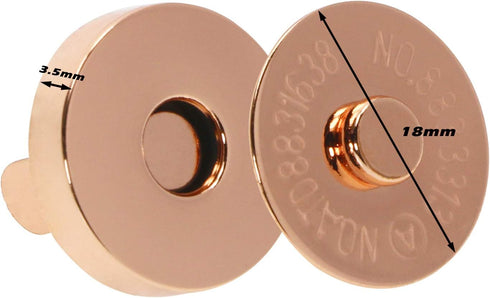 Mini Skater Magnetic Button Clasp Snaps for Sewing Craft Bag Clothing Scrapbooking No Tools Required, 6-Pack (18mm, Rose Gold)...