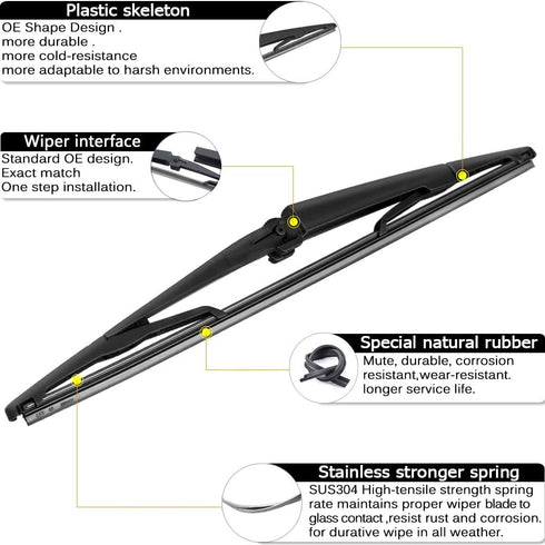AUTOBOO Rear Wiper Blade Arm Replacement for Jeep Grand Cherokee 2005 2006 2007 2008 2009 2010 With 14 inch Rear Wiper Blade -Original Factory Qua...