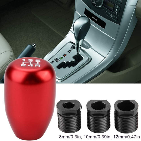 Gear Shift Knob?5 Speed Manual Car Gear Shift Knob Shifter Lever Stick with 3 Adapters (8mm/10mm/12mm)(Red)...