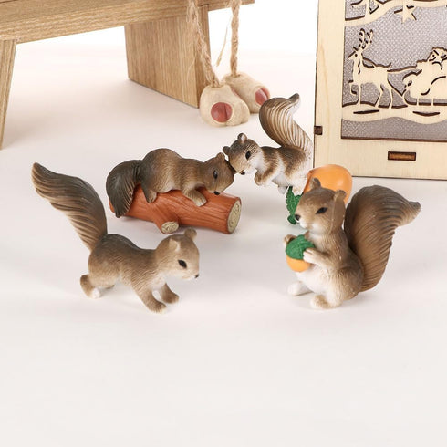 4 Pcs/Set Squirrel Miniature Figurines,Mini Animals Play Set Fairy Garden Ornaments,Garden Terrarium Home Decor Accessories(grey)...