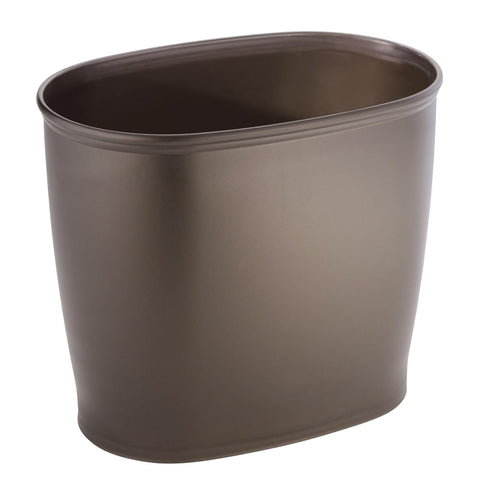 IDesign Oval Plastic Trash Can for Bath, Bedroom, Office - The Kent Collection – 12" x 8" x 10", Bronze...