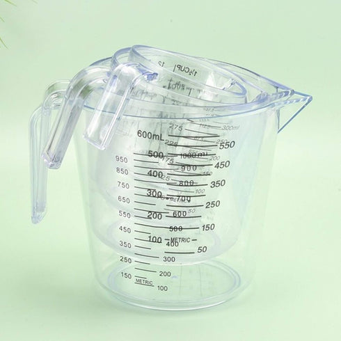 Plastic Measuring Cup Set, Kitchen Cooking and Baking Seasoning Liquid Measuring Cup, Multiple Scale Identification, with Handle and Triangle Mout...