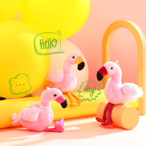 12 Pieces Mini Stuffed Flamingo Plush Toys 5.5 Inch Plush Flamingo Toys Keychain Set Hanging Ornaments Flamingo Party Favors for Birthday Party Gi...