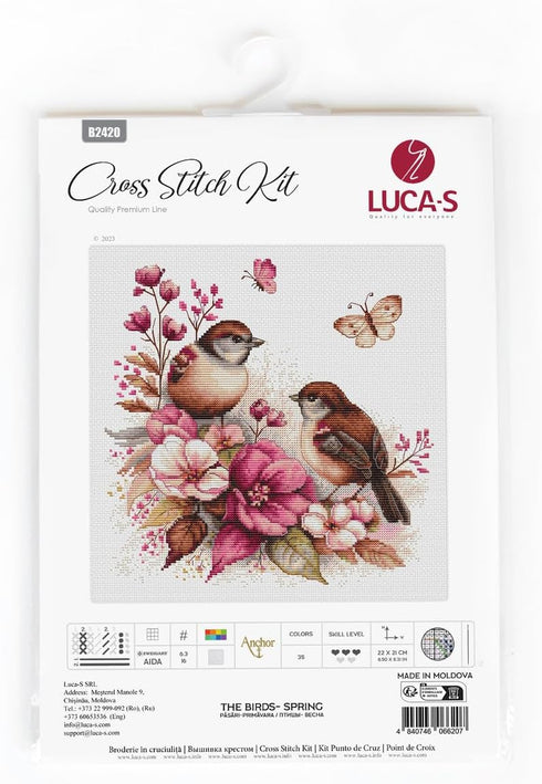 Luca-S Cross Stitch Kit - The Birds- Spring, B2420, Counted Cross Stitch Kit for Adults, Embroydery Kit...